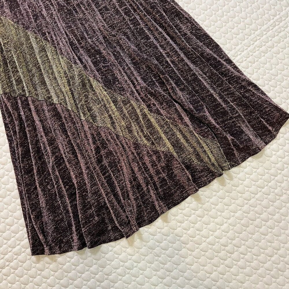 NWT SUBOO Tyra Pleat Panelled Midi Skirt Size M Copper Silver - Picture 5 of 11